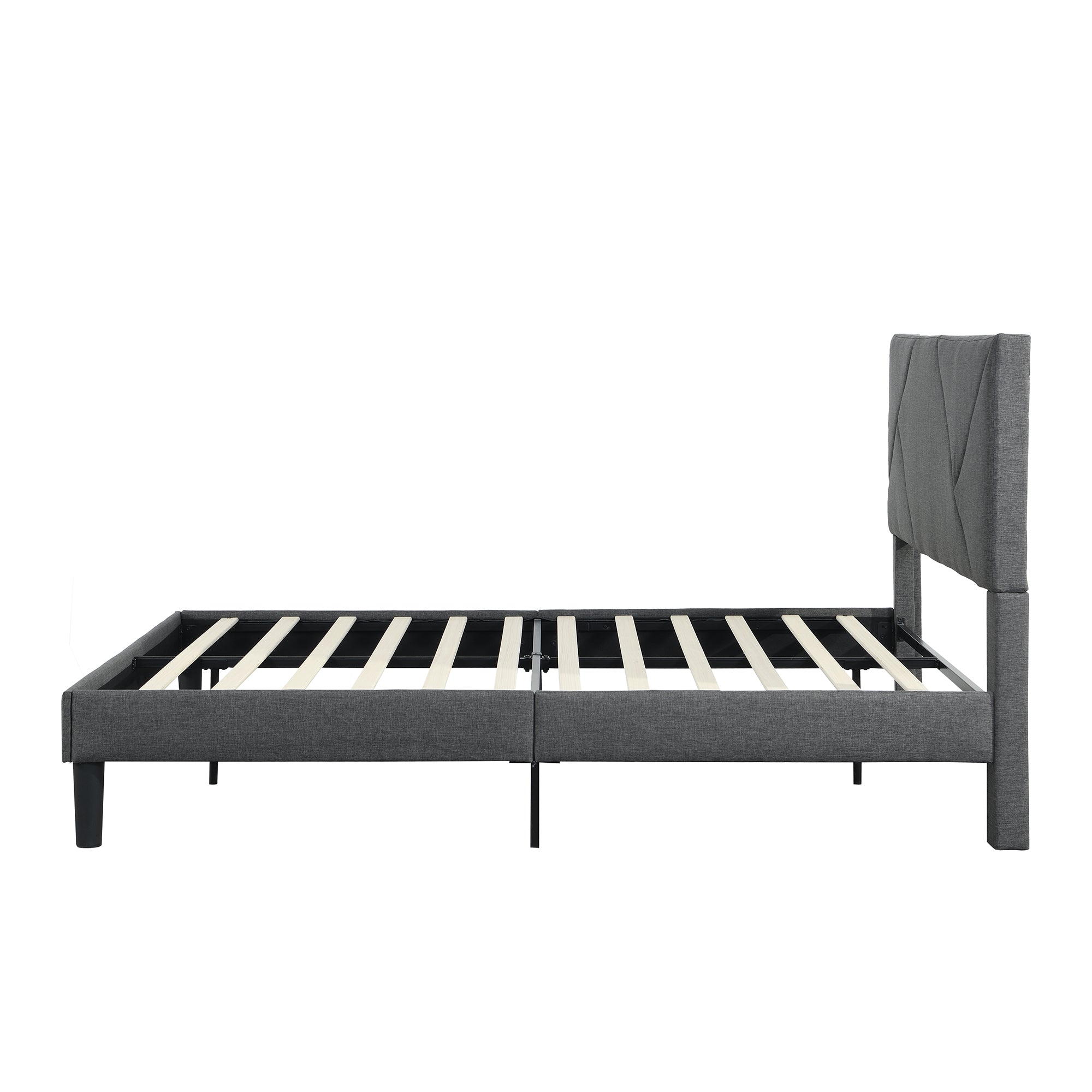 Queen Size Upholstered Platform Bed Frame with Headboard