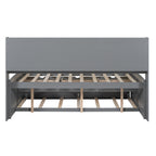 Full Size Wooden Captain Bed with Built-In Bookshelves, Three Storage Drawers and Trundle