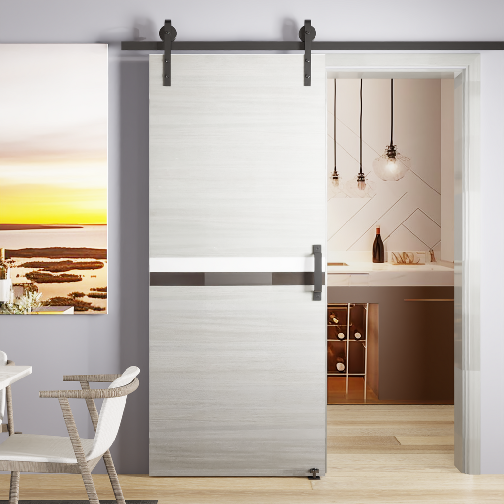 Crazy Elf 24" x 80" Melamine Integrated Door Slab + 6.6FT Track Kit