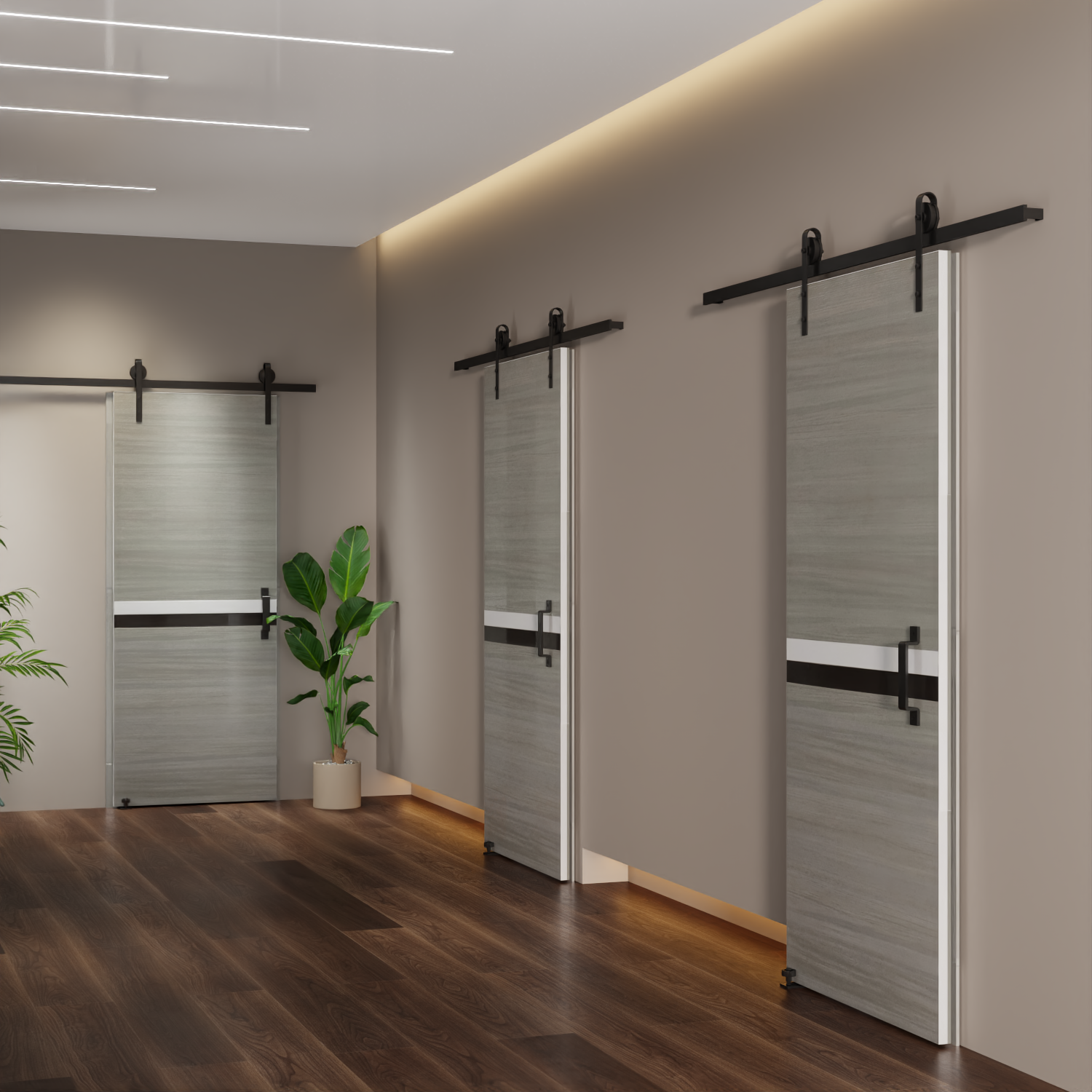 Crazy Elf 24" x 80" Melamine Integrated Door Slab + 6.6FT Track Kit