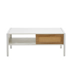 40.16" Rattan Coffee Table with Sliding Door Storage