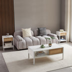 40.16" Rattan Coffee Table with Sliding Door Storage