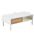 40.16" Rattan Coffee Table with Sliding Door Storage
