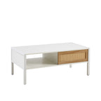 40.16" Rattan Coffee Table with Sliding Door Storage