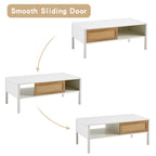 40.16" Rattan Coffee Table with Sliding Door Storage