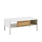 40.16" Rattan Coffee Table with Sliding Door Storage