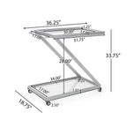 Modern Iron Base & Tempered Glass Bar Cart