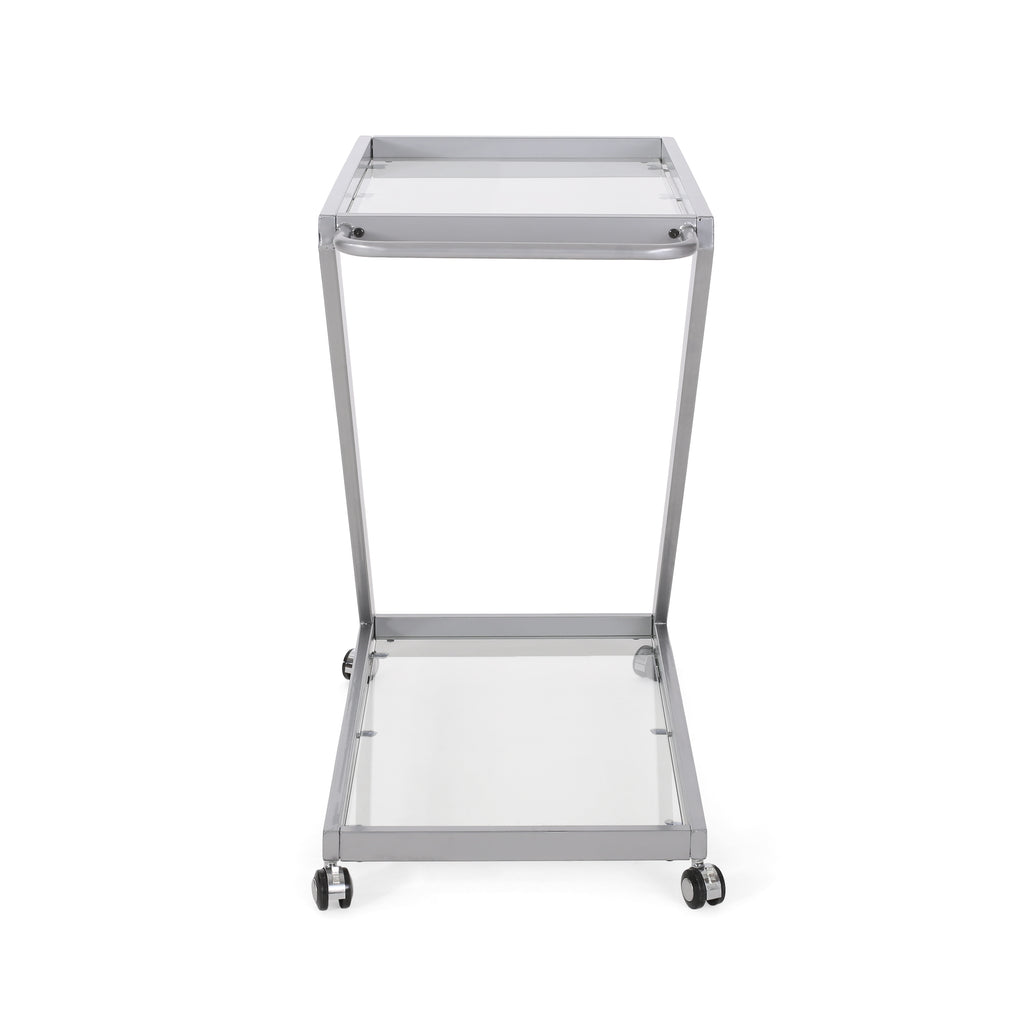 Modern Iron Base & Tempered Glass Bar Cart