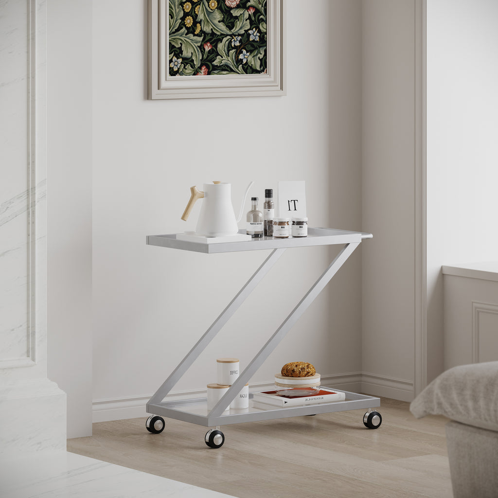 Modern Iron Base & Tempered Glass Bar Cart