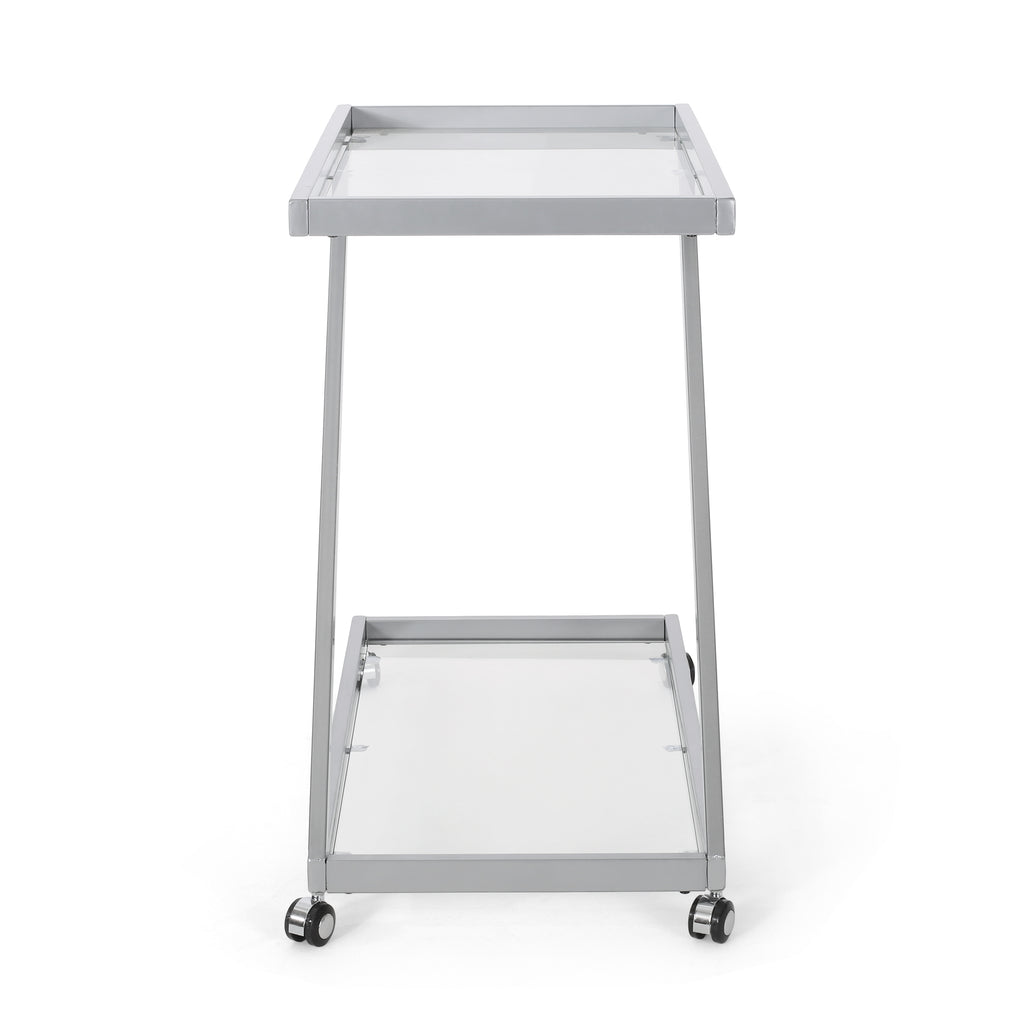 Modern Iron Base & Tempered Glass Bar Cart