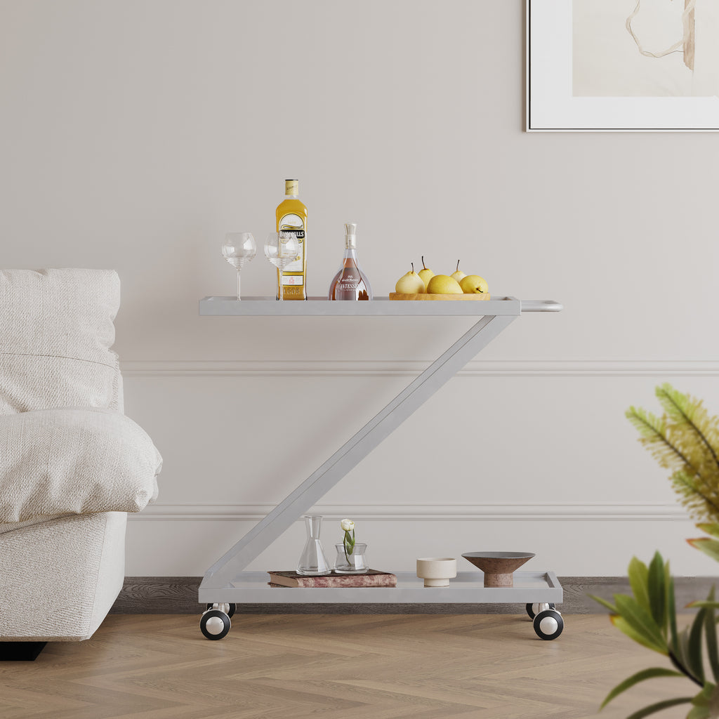 Modern Iron Base & Tempered Glass Bar Cart