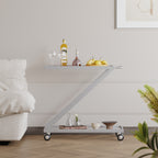 Modern Iron Base & Tempered Glass Bar Cart