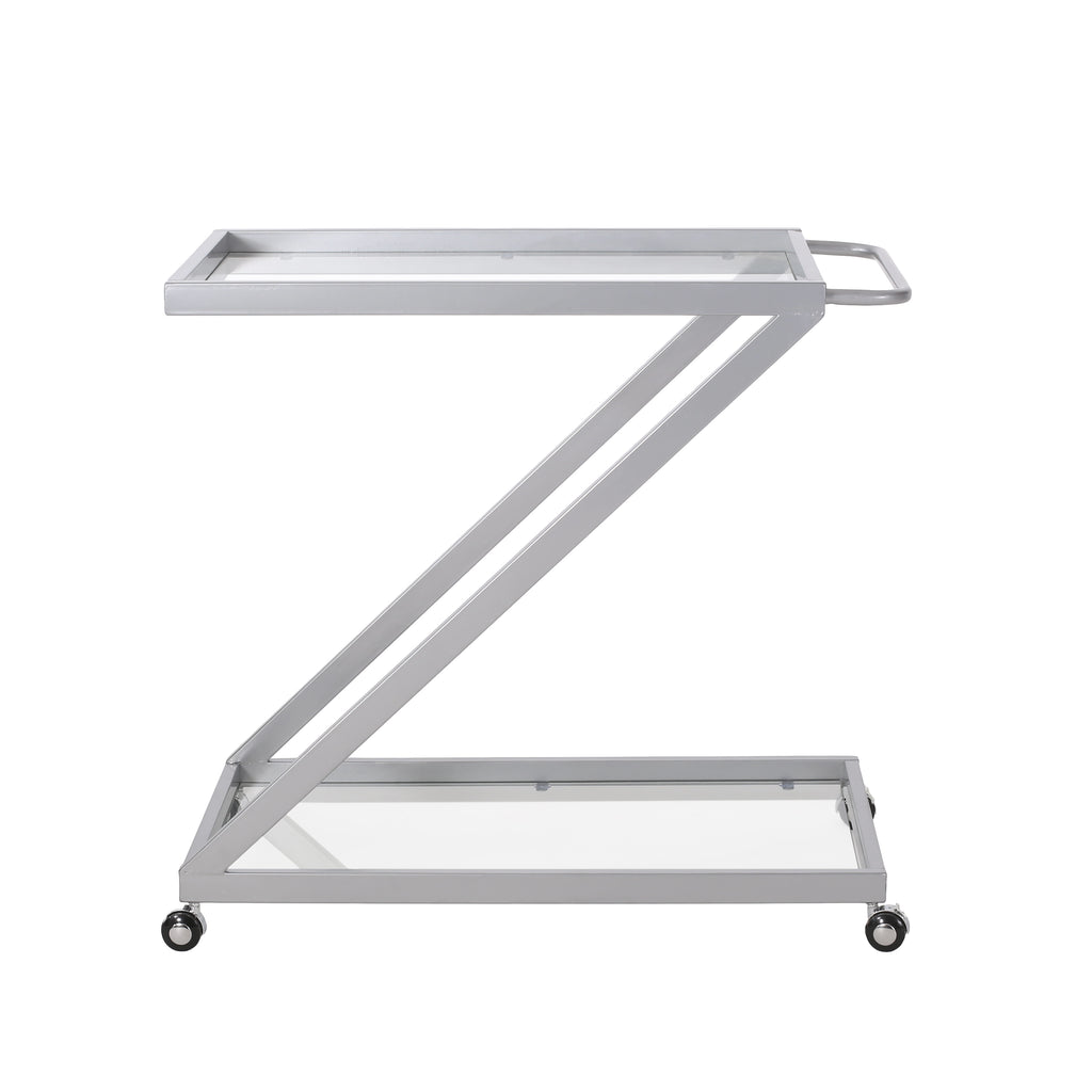 Modern Iron Base & Tempered Glass Bar Cart