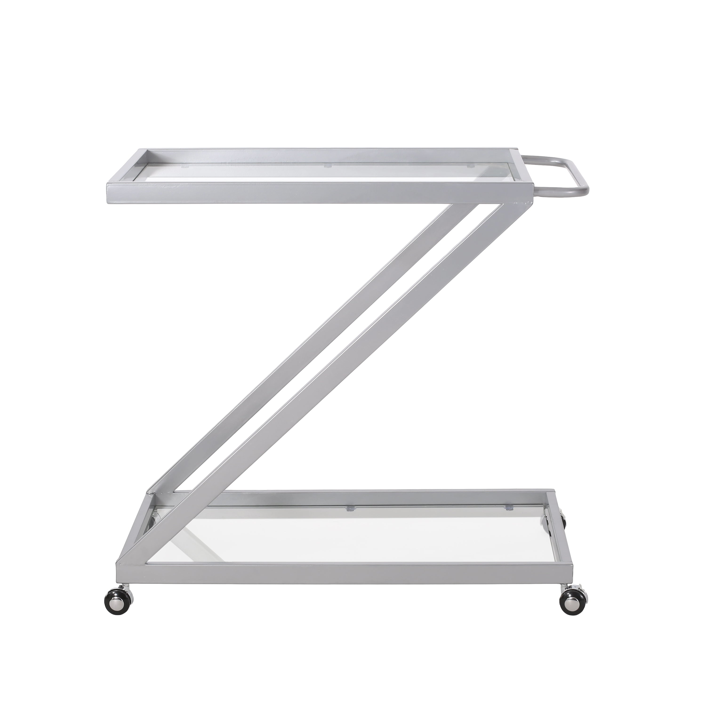 Modern Iron Base & Tempered Glass Bar Cart