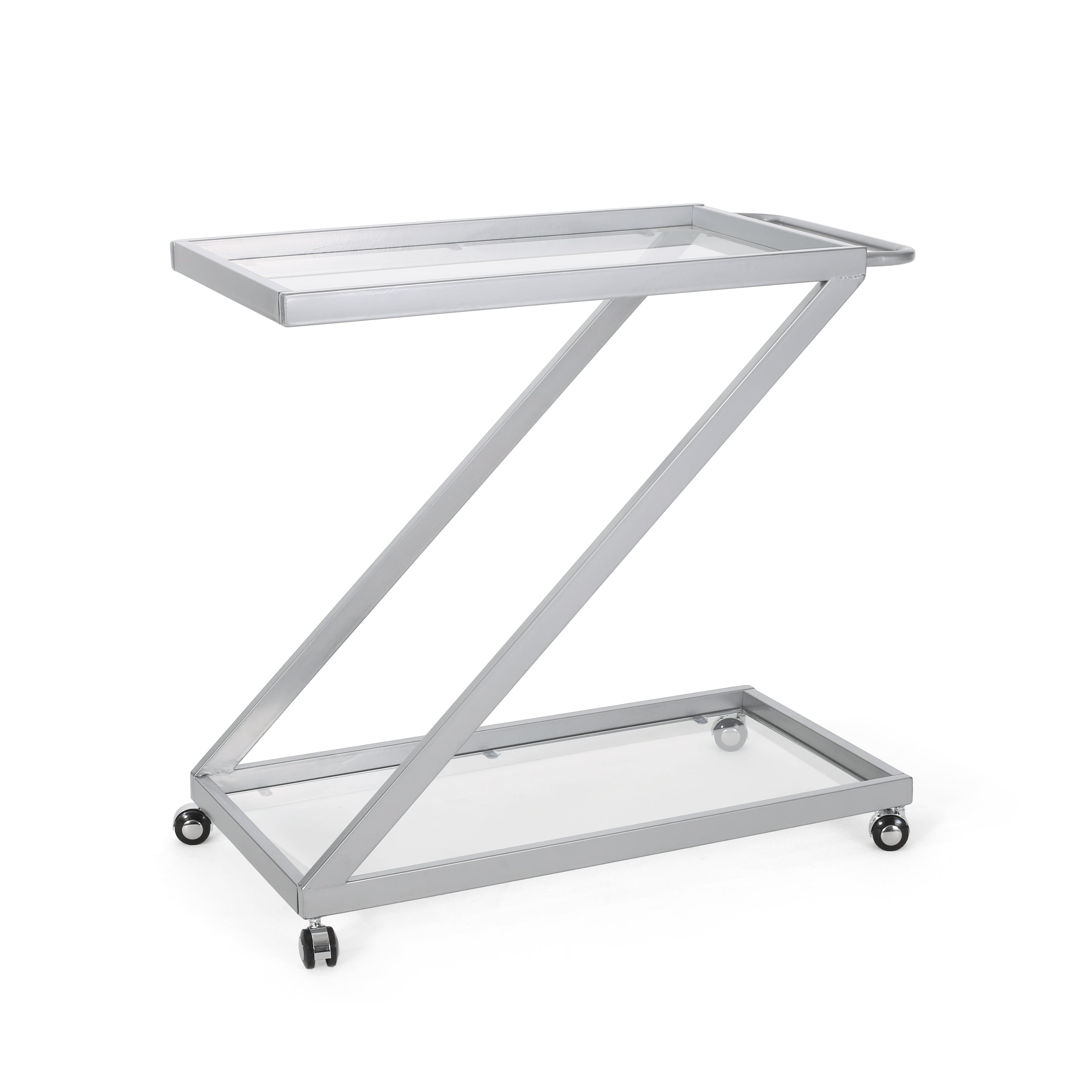Modern Iron Base & Tempered Glass Bar Cart