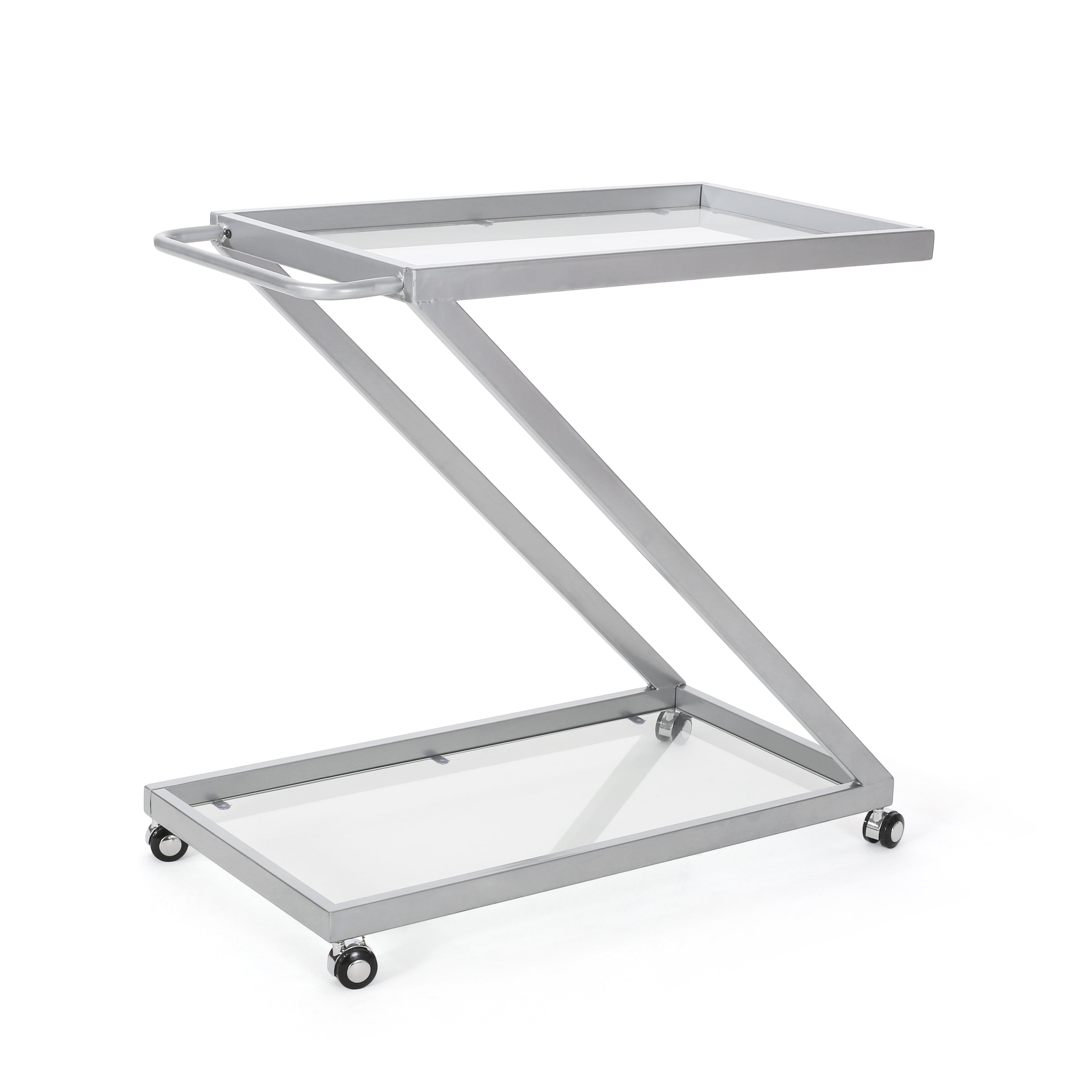 Modern Iron Base & Tempered Glass Bar Cart