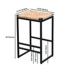 Set of 2 Water Hyacinth Woven Bar Stools for Kitchen Counter