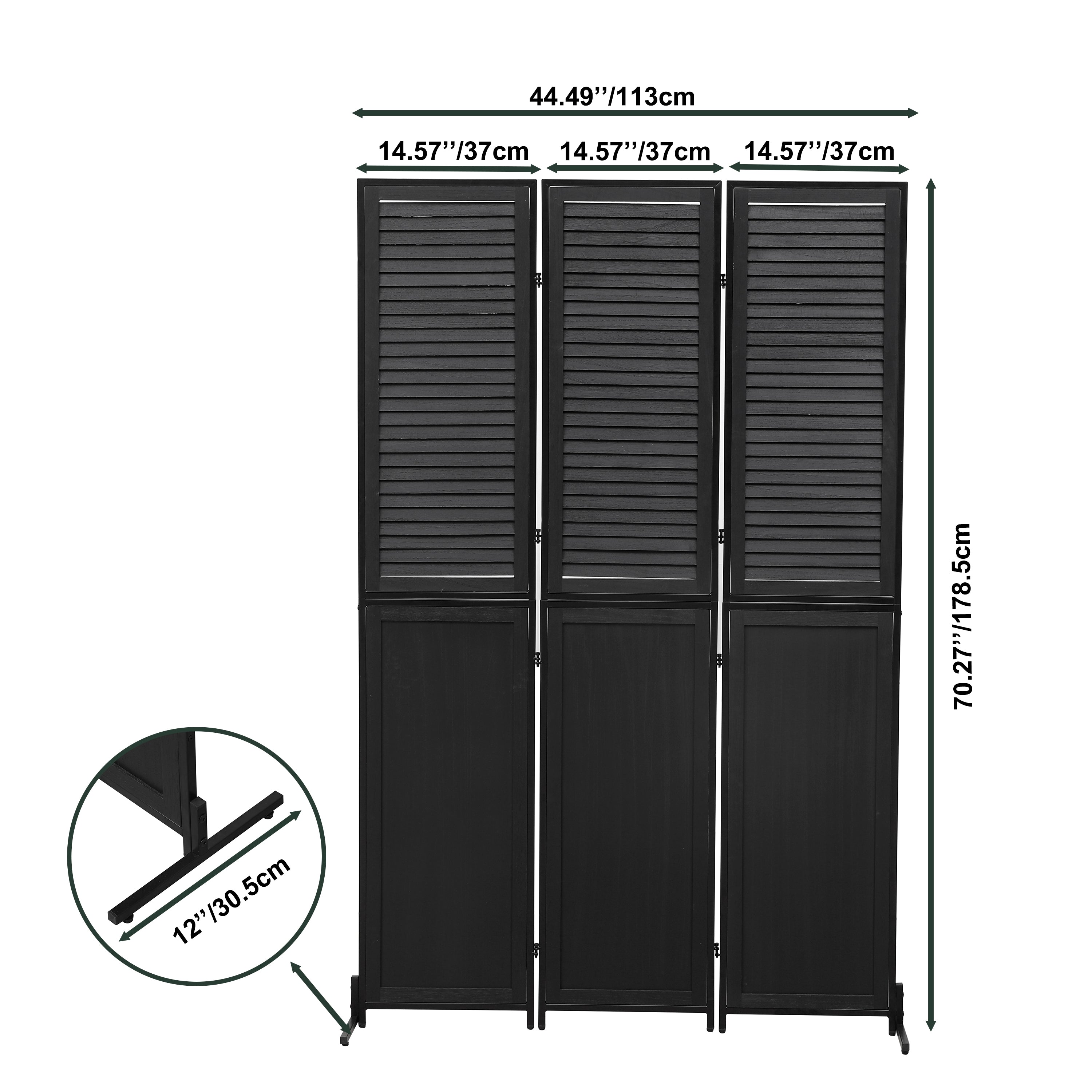 3 Panel Wood Folding Privacy Screen