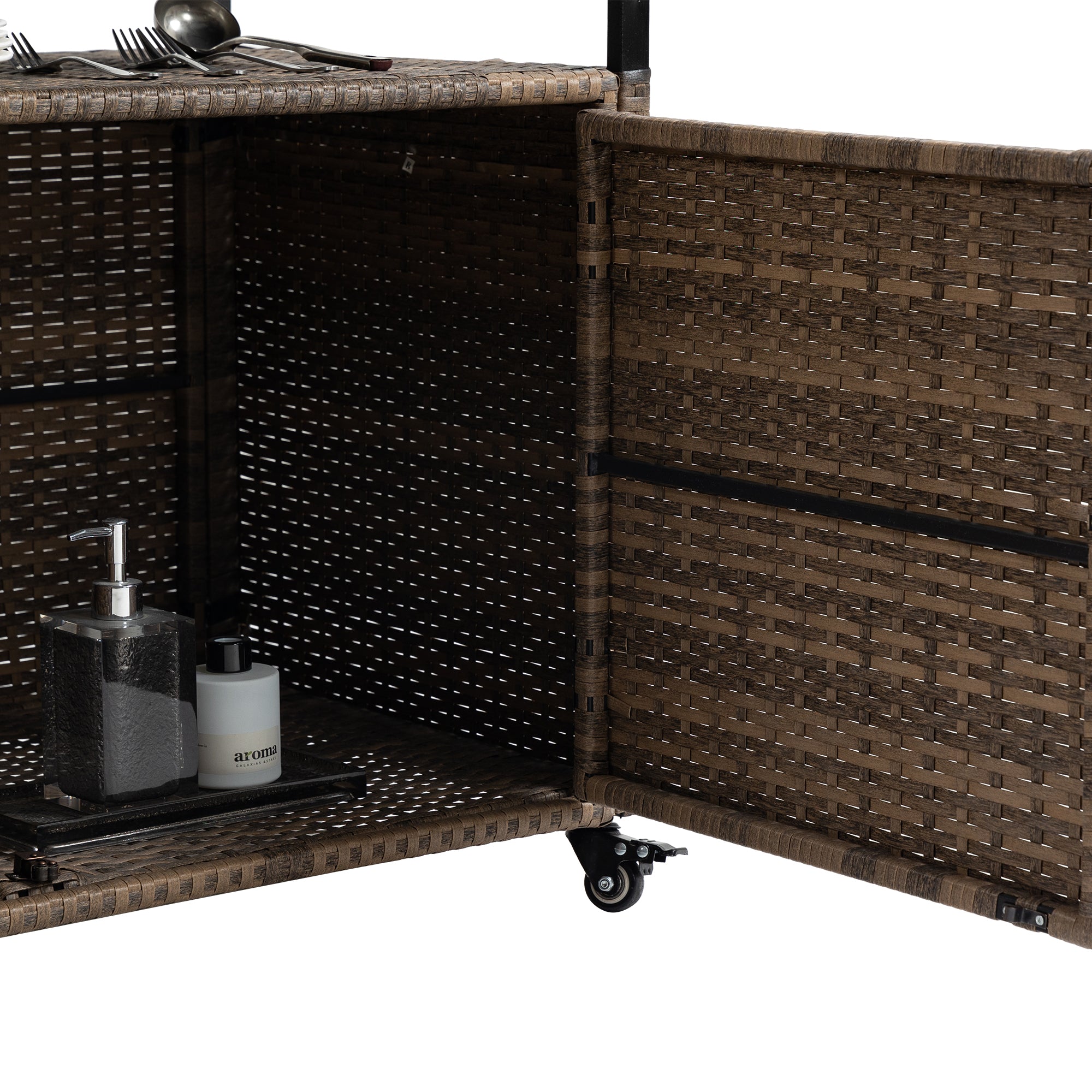 Outdoor Wicker Bar Cart - Stylish Serving Solution
