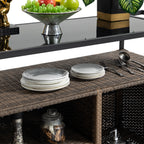 Outdoor Wicker Bar Cart - Stylish Serving Solution