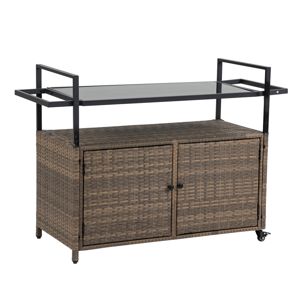 Outdoor Wicker Bar Cart - Stylish Serving Solution