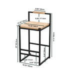 Set of 2 Bar Stools with Back