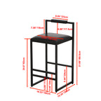 Black Bar Stool with Backrest Set of 2