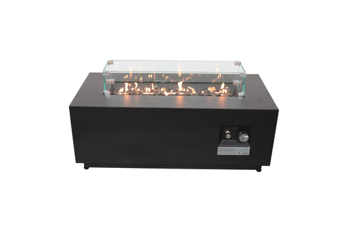 16" H x 42" W Steel Outdoor Fire Pit Table with Lid