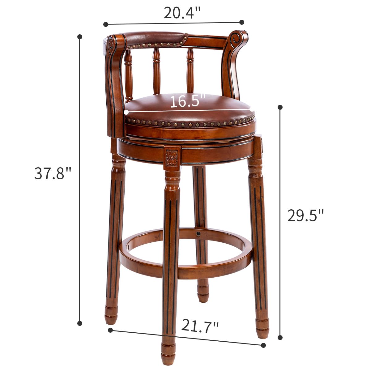 Cow Top Leather Wooden Bar Stools