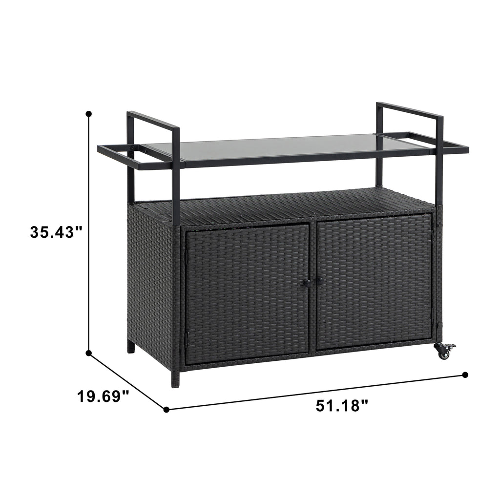 Outdoor Wicker Bar Cart - Stylish Serving Solution