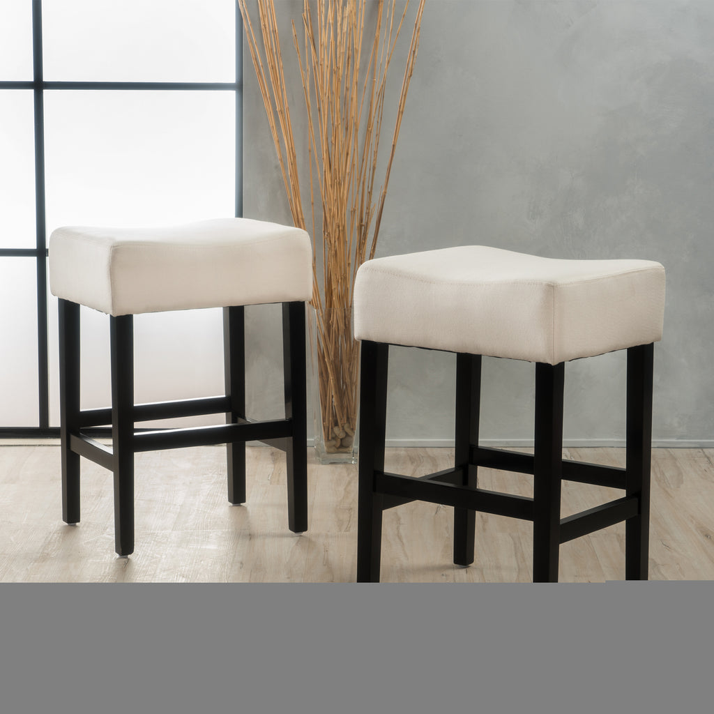 Set of 2, 26.75" Backless Fabric Counter Height Barstool