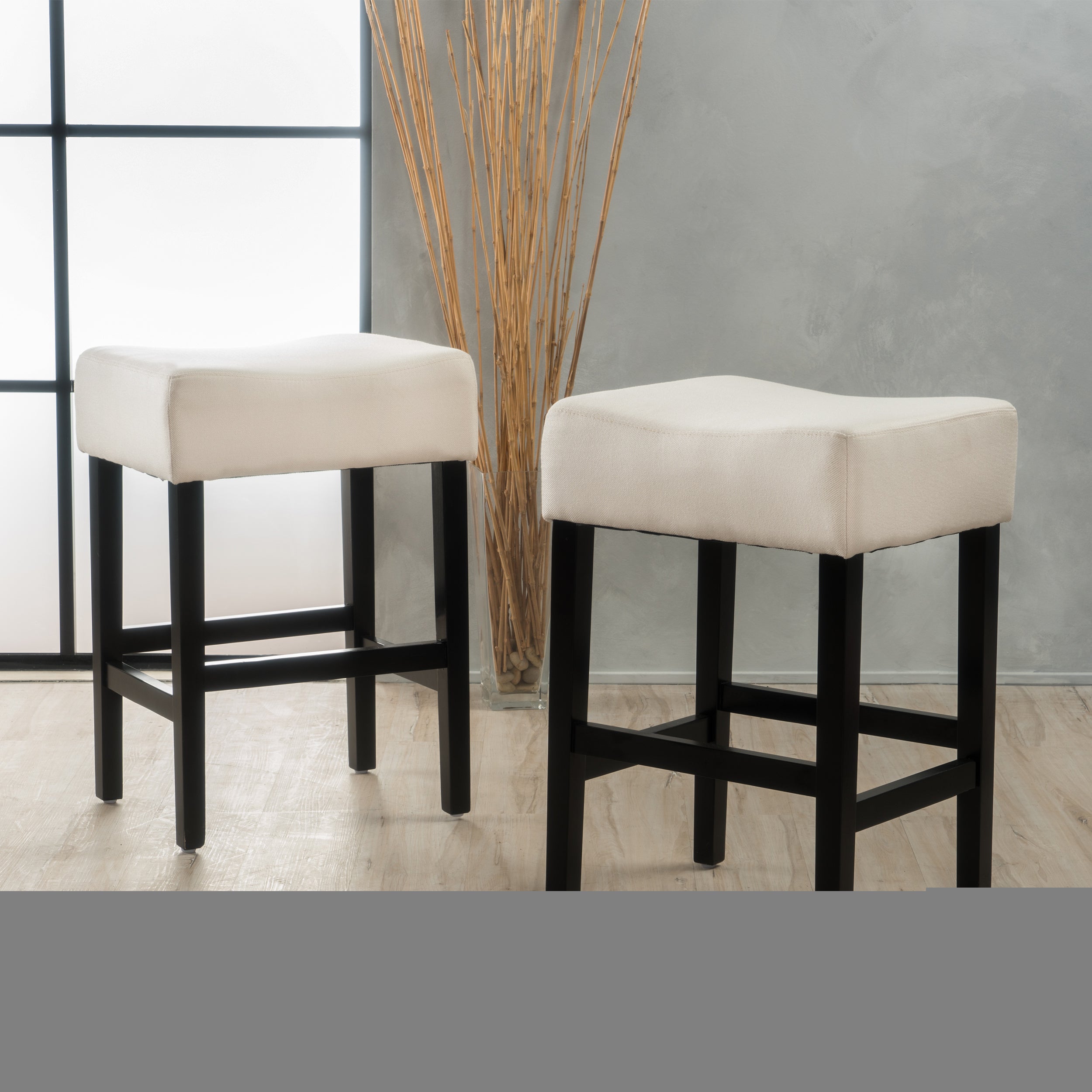 Set of 2, 26.75" Backless Fabric Counter Height Barstool