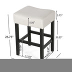 Set of 2, 26.75" Backless Fabric Counter Height Barstool