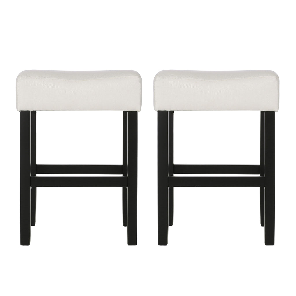Set of 2, 26.75" Backless Fabric Counter Height Barstool