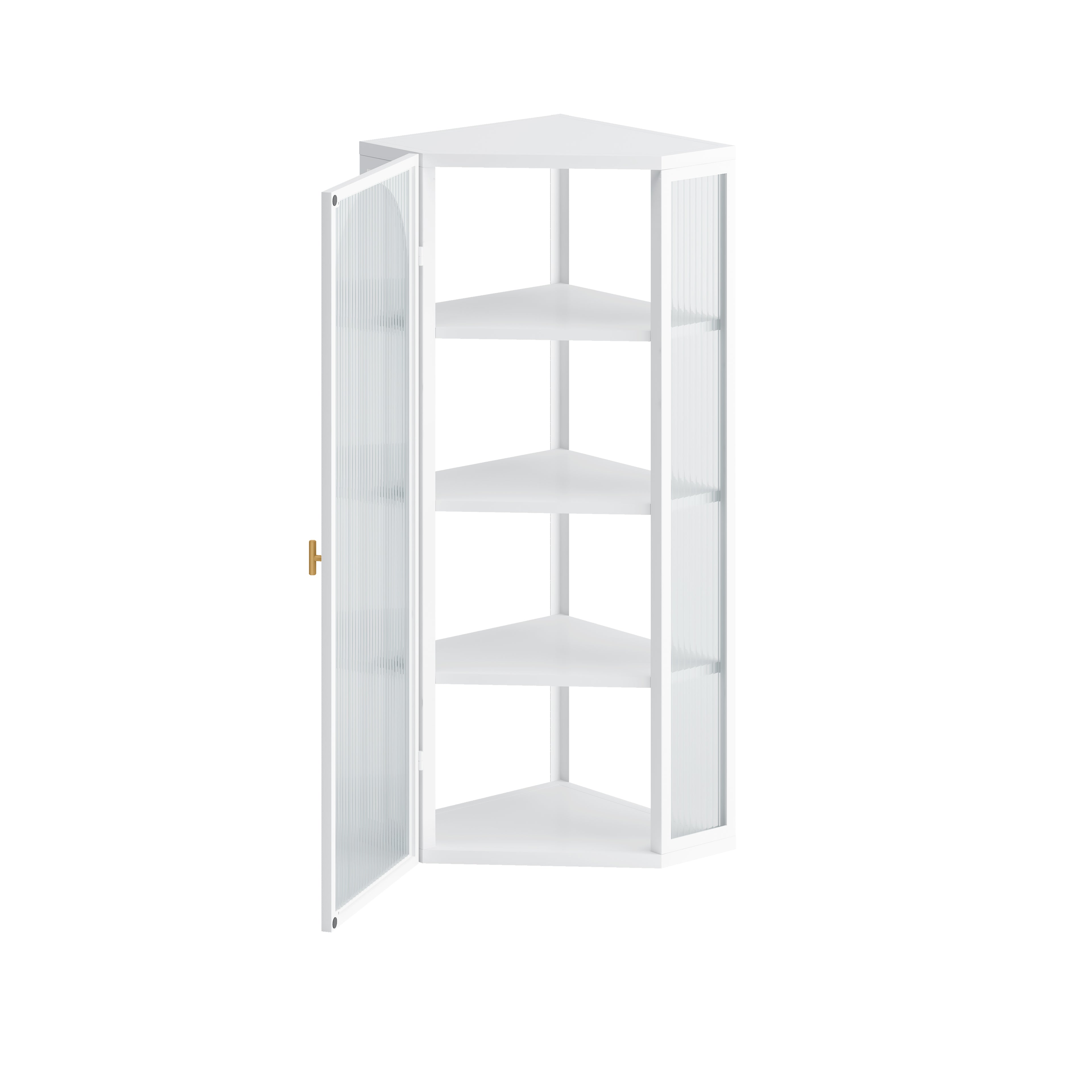 Glass Door Wall Mounted Corner Cabinet