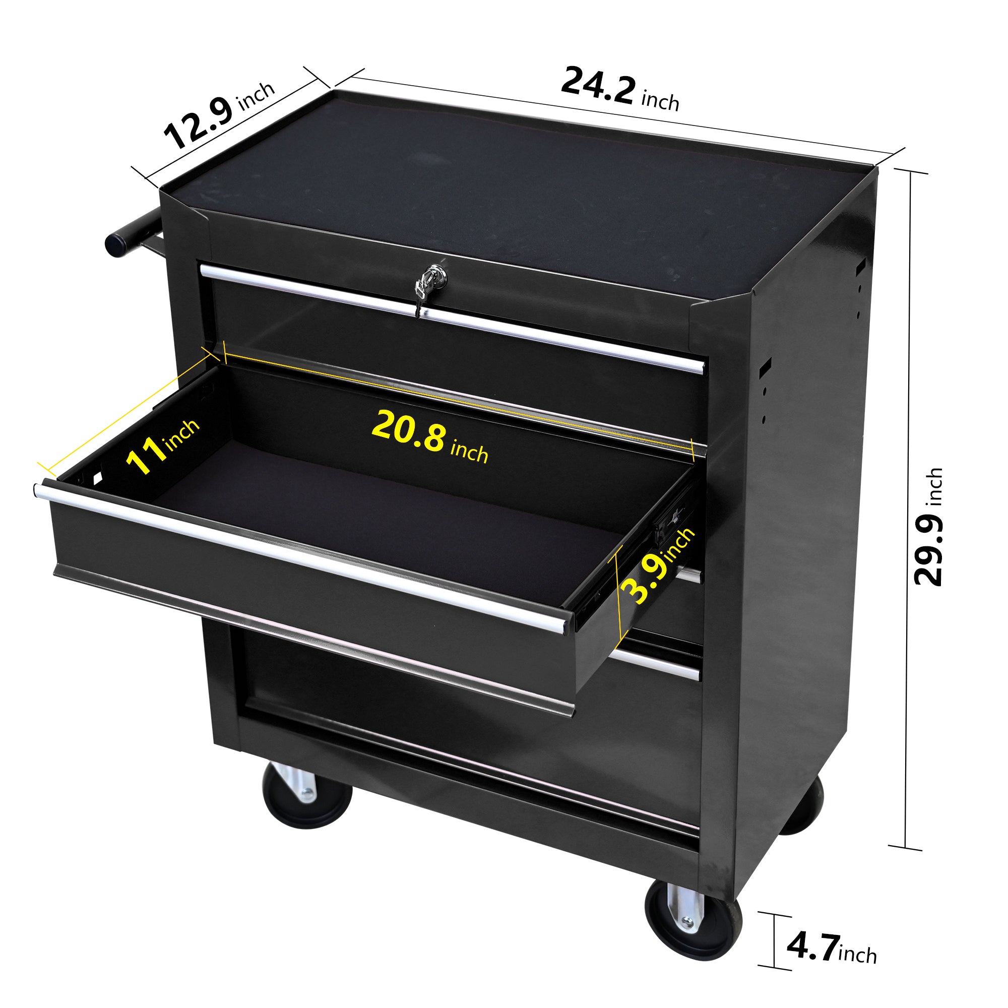 Rolling Tool Chest, 4 Drawer Tool Box with Wheels
