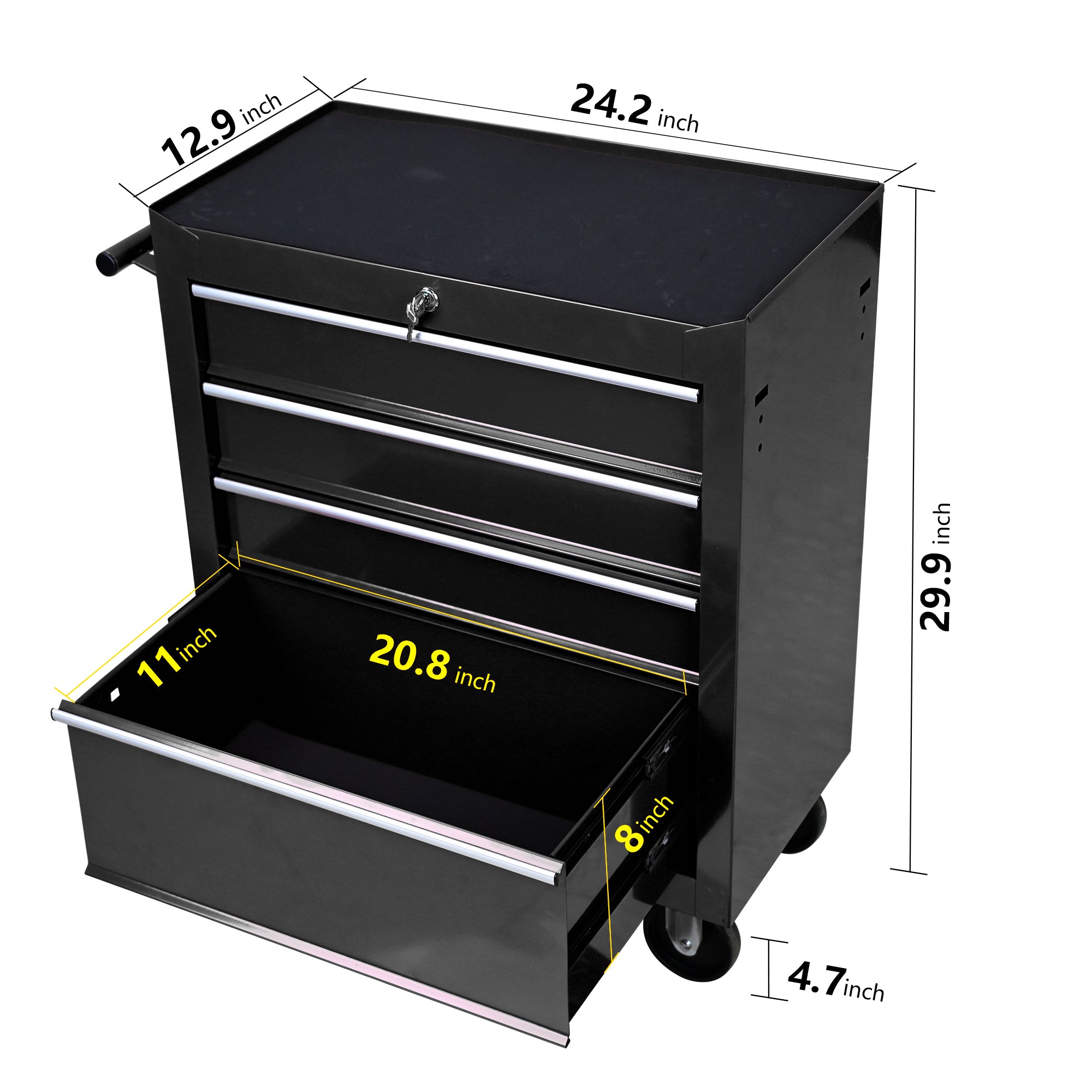 Rolling Tool Chest, 4 Drawer Tool Box with Wheels