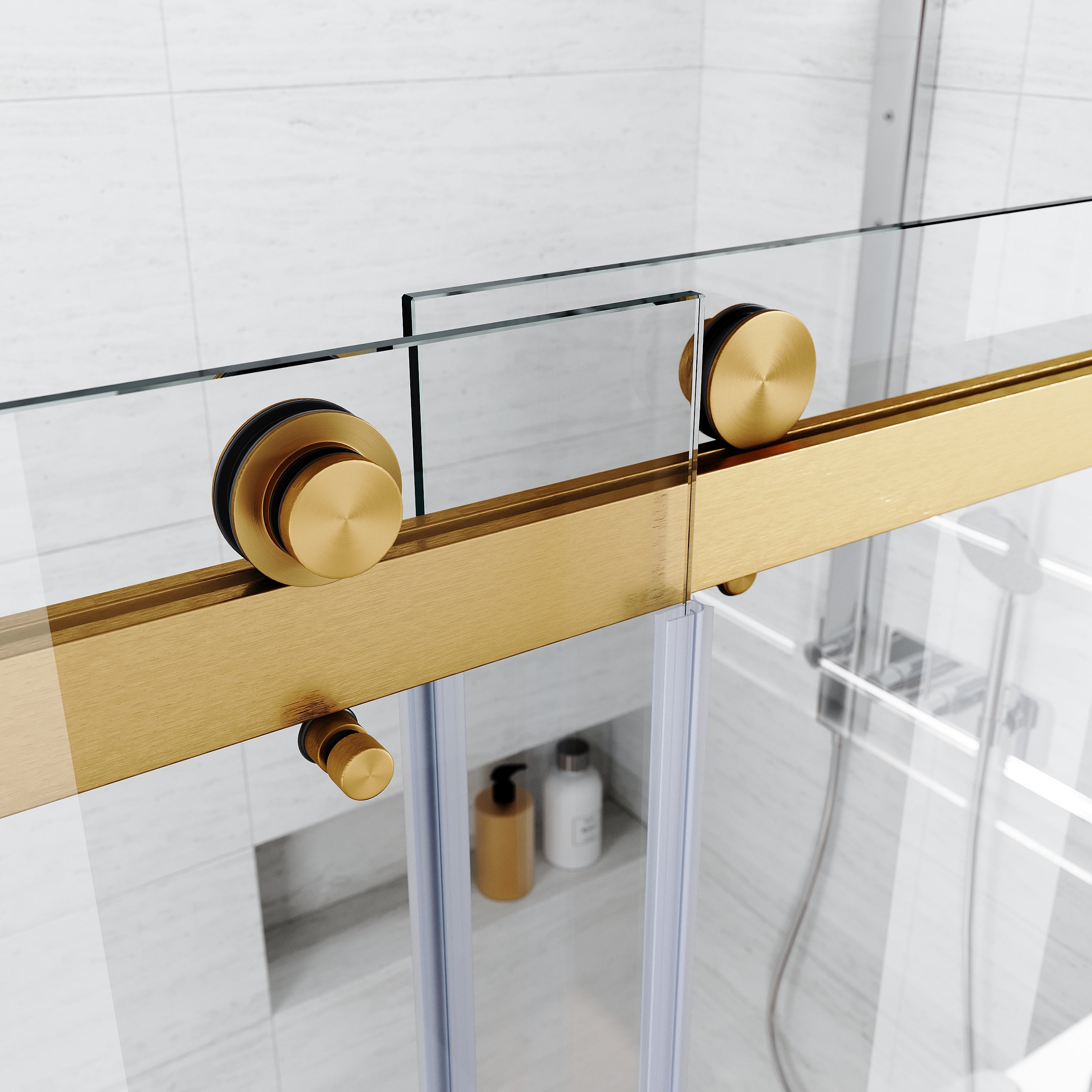 Brushed Frameless Bypass Bathtub Door