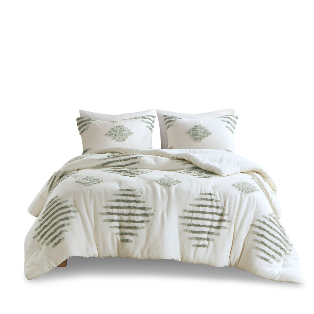 Full/Queen 3 Piece Cotton Blend Chenille Comforter Set
