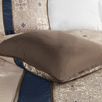 King 7 Piece Jacquard Comforter Set with Throw Pillows