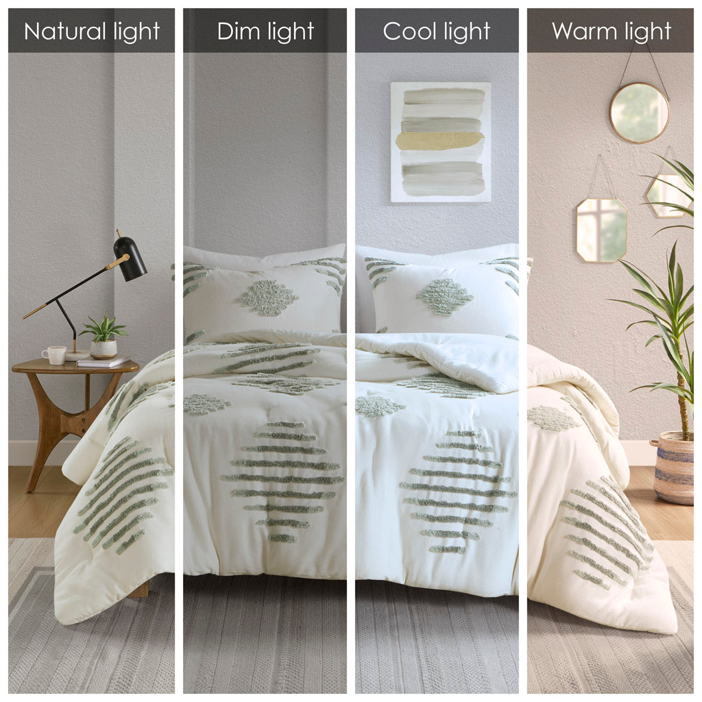 Full/Queen 3 Piece Cotton Blend Chenille Comforter Set