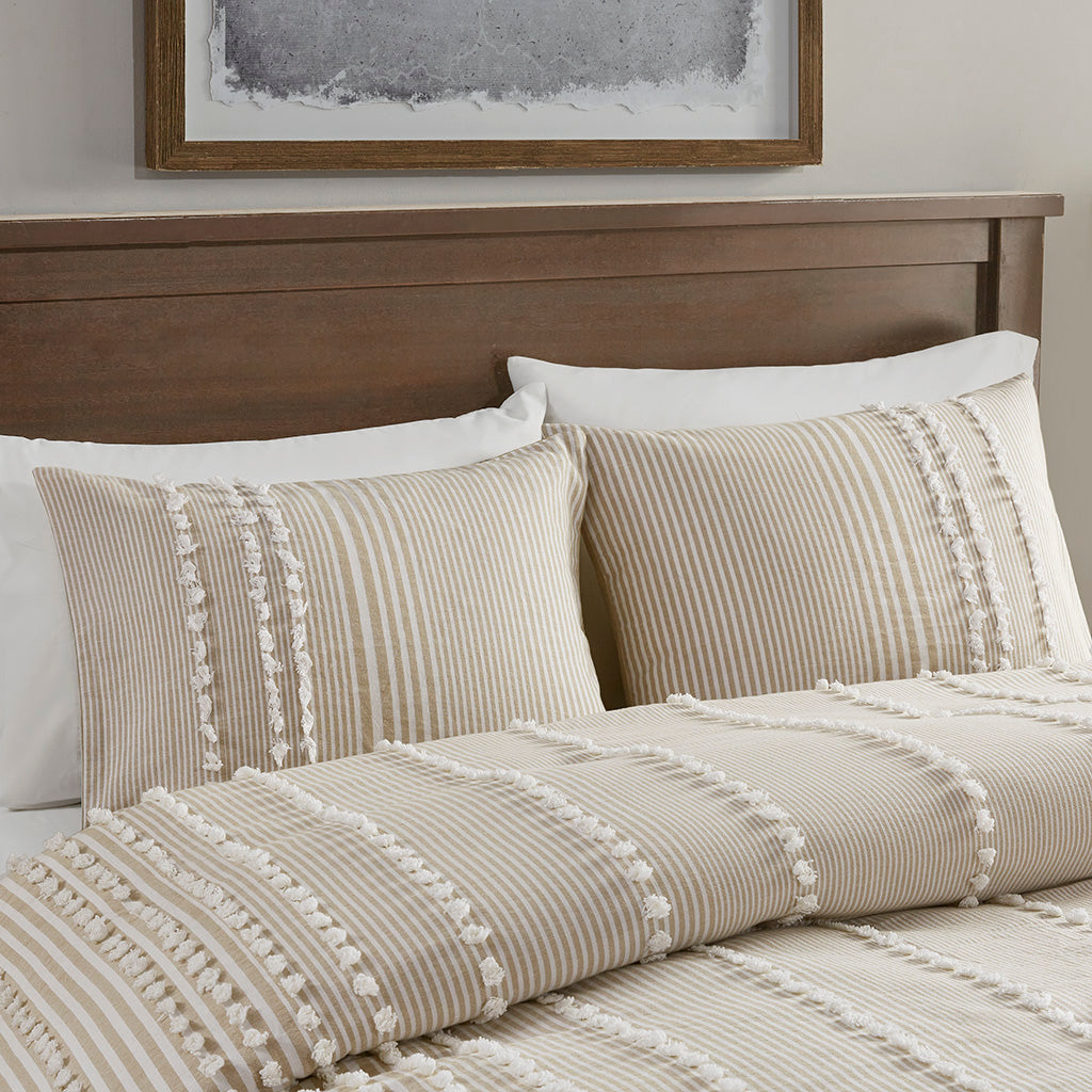 King 3 Piece Cotton Yarn Dyed Duvet Cover Set