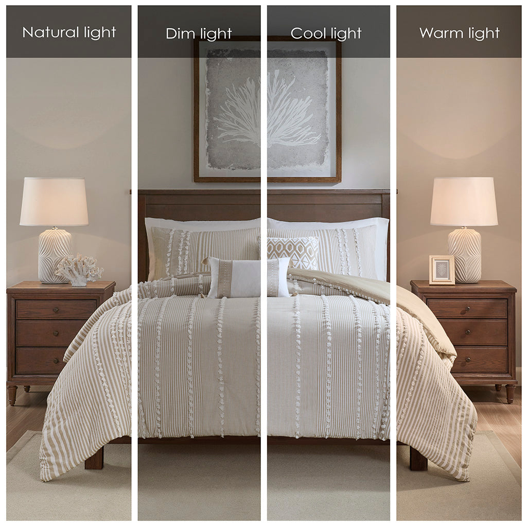 King 3 Piece Cotton Yarn Dyed Duvet Cover Set