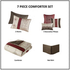 Queen 7 Piece Jacquard Comforter Set with Throw Pillows