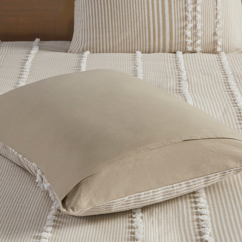 King 3 Piece Cotton Yarn Dyed Duvet Cover Set