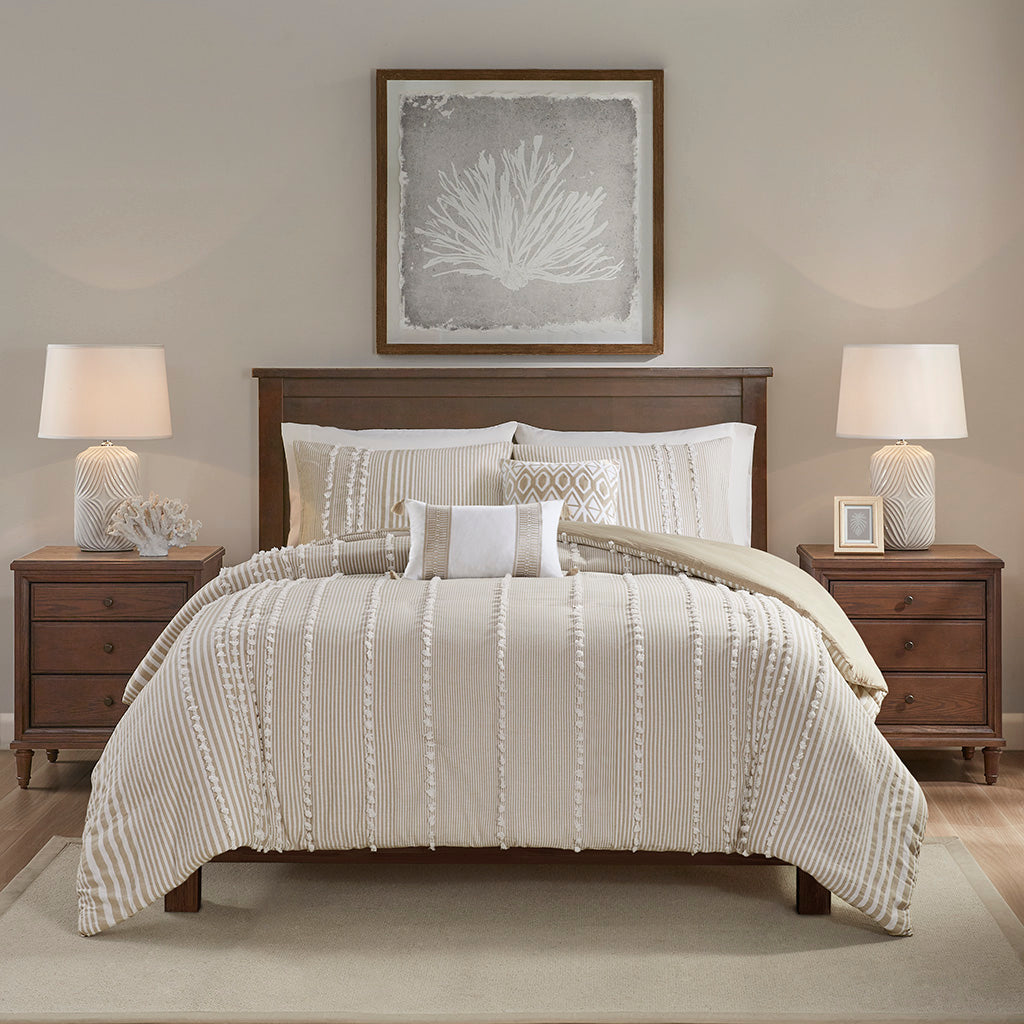 King 3 Piece Cotton Yarn Dyed Duvet Cover Set