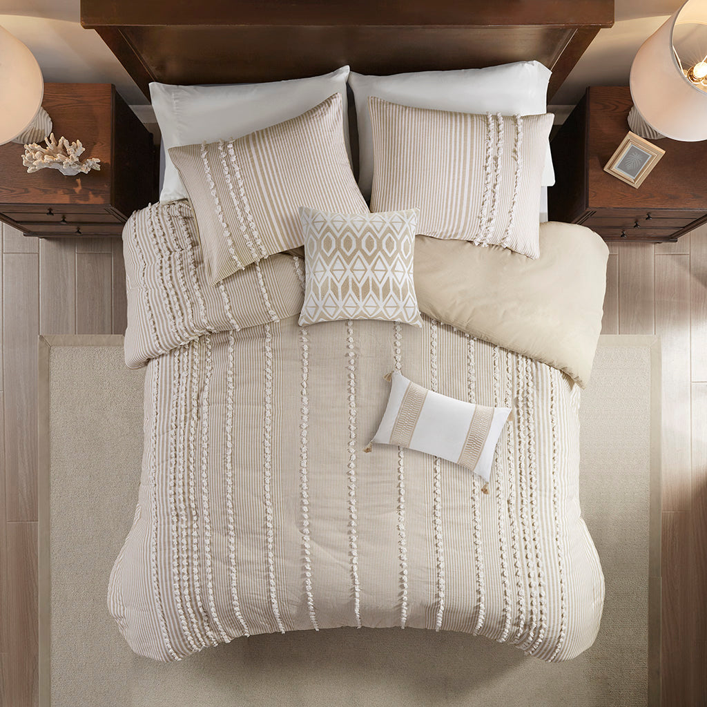 King 3 Piece Cotton Yarn Dyed Duvet Cover Set