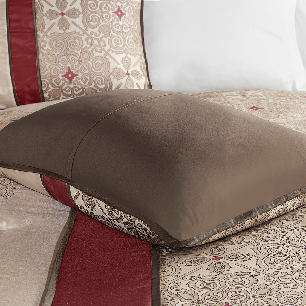 Queen 7 Piece Jacquard Comforter Set with Throw Pillows