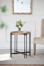 21.5" x 24" Round Side Table With Wood Top