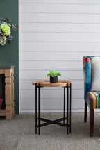 21.5" x 24" Round Side Table With Wood Top